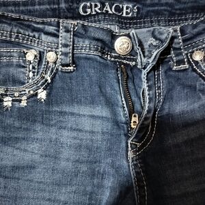Grace in LA Women's Deep Blue Boot Cut Jeans